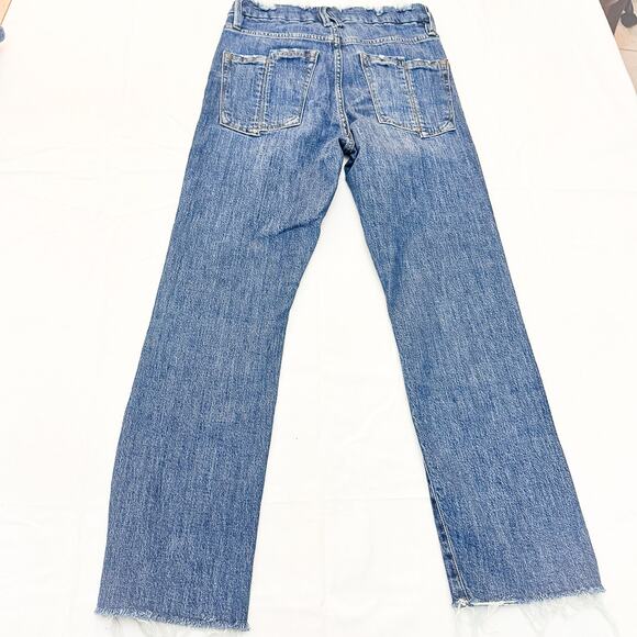 Good American Straight Leg Denim Jeans Frayed Hem Indigo032 Zip Fly Size 4 / 27 - Picture 3 of 8